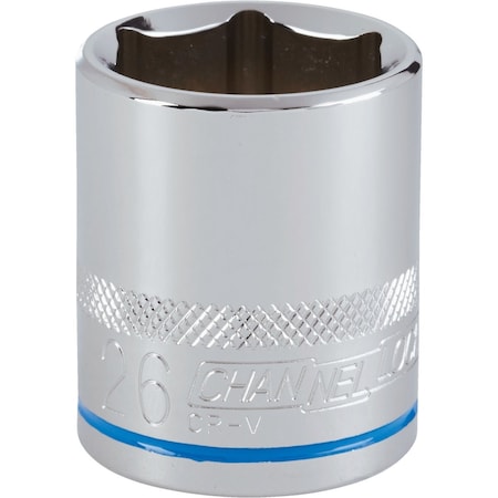 Channellock 1/2'' Drive 26 mm 6-Point Shallow Metric Socket 302829