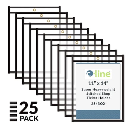 C-Line Products 11" x 14" Black Stitched Shop Ticket Holders, 25PK 46114