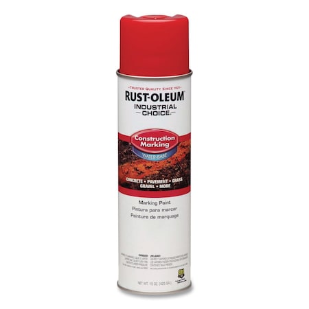 Rust-Oleum IC M1400 System Water-Based Construction Marking Paint, Gloss Safety Red, 17 oz Aerosol Can, 12PK 264696