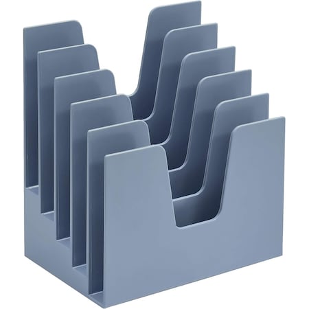 Acrimet 5 Section Incline File Sorter Desk Organizer Rack for Office Desktop Plastic Solid Blue 225.5