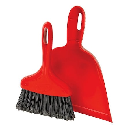 Libman Dustpan with Whisk Broom, 12 in L, 10 in W, Polypropylene, Red 906
