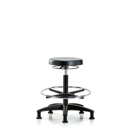 Blue Ridge Ergonomics Polyurethane Stool - High Bench Height with Chrome Foot Ring and Stationary Glides BR-PHBSO-RG-CF-RG
