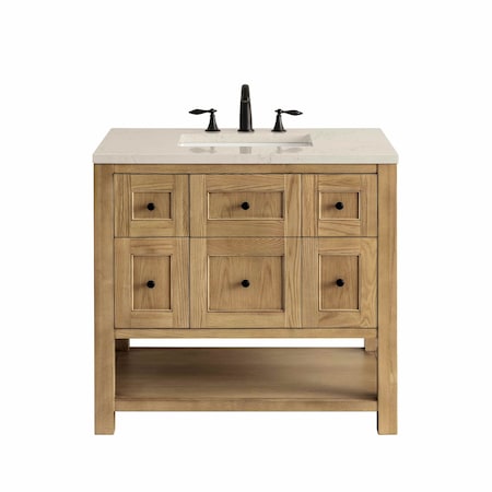 James Martin Vanities Breckenridge 36" Single Vanity, Light Natural Oak, w/ 3 CM Siberian Silestone Top 330-V36-LNO-3SFR