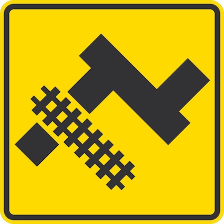 Lyle Advance Parallel Railroad Warning Symbol Left Sided, 30x30, Non-Reflective, Yellow G-15490-NA_30x30