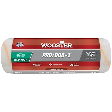Wooster Roller Cover, White, 3/4 in Thick Nap, Fabric Cover RR644-9