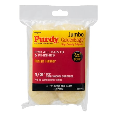 Purdy 4-1/2" x 1/2" Nap 140624023 Golden Eagle Polyester Jumbo Mini Roller Cover, Smooth Surface 140624022