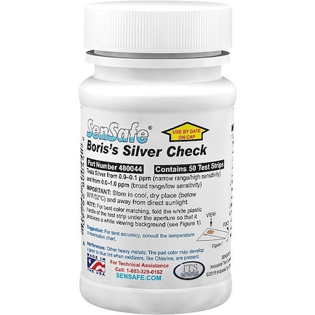 Industrial Test Systems Test Strips, Silver, 50-1000ppb, PK50 480044