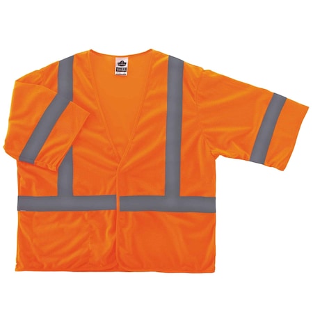 Ergodyne Hi-Vis Economy Vest w/Sleeves 2XL/3XL Class 3 U Back, , Hook & Loop 1 Pockets 8310HL