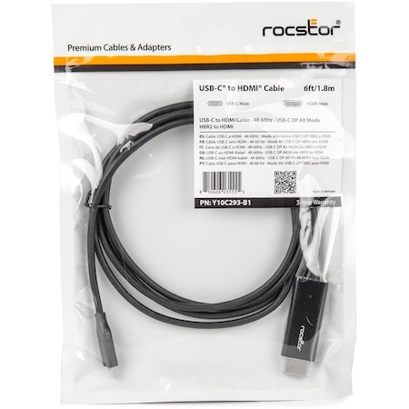 Rocstor USBC TO HDMI CBL 6FT 1.8M 4K 6 Y10C293-B1
