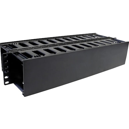 Quest Mfg Horizontal Dual Large Finger Duct With Hinged Covers, 140-190 Cables, 2U, 19", Black HF19-02-190DH