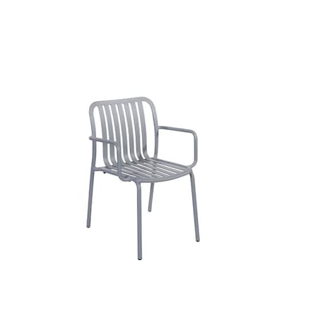 Bfm Seating Key West - Vertical Slat Stacking Armchair - Powder Coated Aluminum - Soft Gray PHKWAC-SG