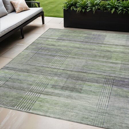 Homeroots 5' X 8' Artichoke Green Purple And Fern Green Striped Washable Indoor Outdoor Area Rug 588041