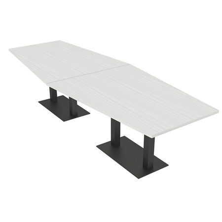 Skutchi Designs Hexagon Conference Table With Power Unit, 48 in W, 120 in L, White HAR-HEX.IR-48X120-DOU.BK-WA7976-NA