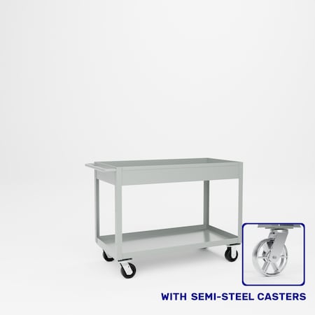 Pucel Tray Top Box Truck, 24 in W x 48 in D x 37 in H, 6 in Deep Box, Semi-Steel Casters, Gray TT-2448-6S