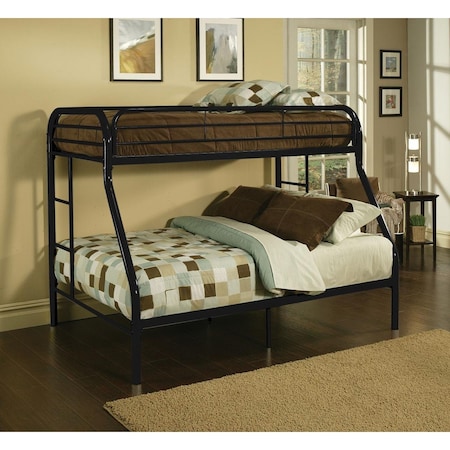 Oceantailer 60 x 78 x 54 in. Metal Tube Twin Full Bunk Bed Black 286573