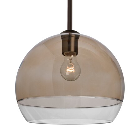 Besa Lighting Besa Ally 12 Stem Pendant, Smoke/Clear, Bronze Finish, 1x 60W MAX E26 Base 1TT-ALLY12SM-BR