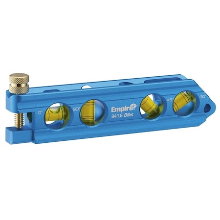 Empire Billet Torpedo Level, 6 in L, 4-Vial, Magnetic, Aluminum, Blue 841.6