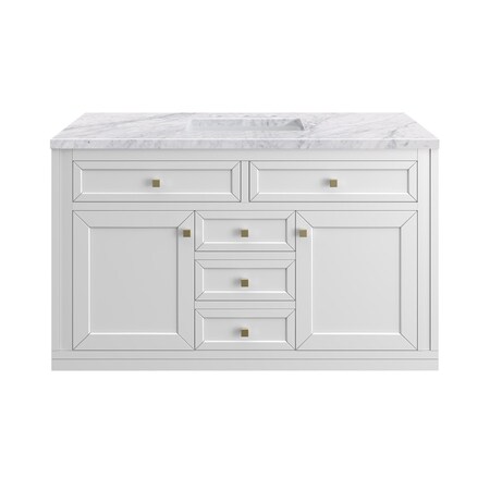 James Martin Vanities Chicago 48 in. Single Vanity, Glossy White, w/ 3 CM Carrara Marble Top 503-V48-GW-3CAR