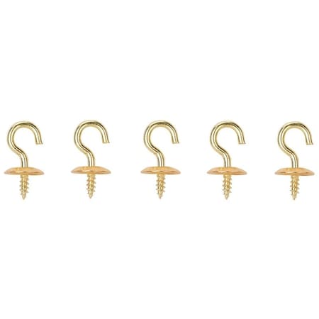 Prosource Cup Hook, 3/16 in Opening, 2.5 mm Thread, 3/4 in L, Brass, Brass LR-381-PS
