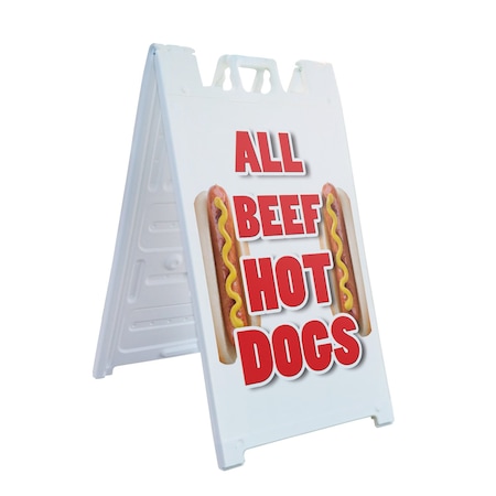 Signmission All Beef Hot Dogs, A-Frame & 2 Sign Inserts, Heavy-Duty Plastic Frame SBHD-C-2436-All Beef Hot Dogs