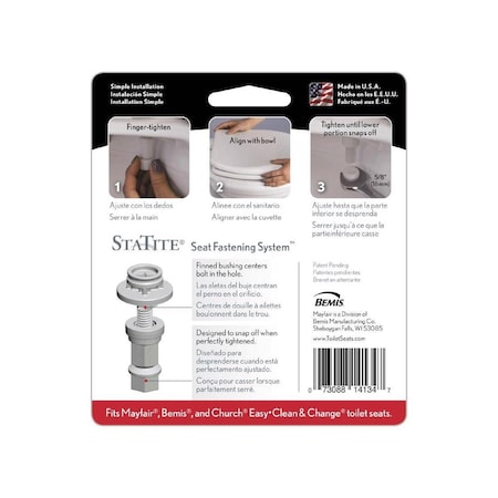 Bemis Toilet Seat Hinge Bolts Plastic STATITEKIT
