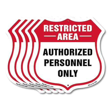 Signmission Restricted Area Shield Sign Authorized P, 12 inch X 12 inch, Aluminum Metal Sign, 5PK SHI-A-5Pack-12-456