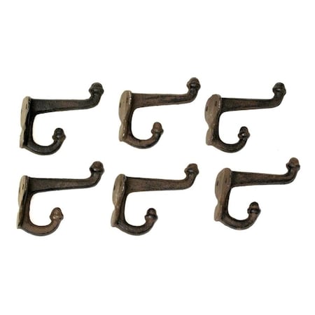 Esteras Tikar Cast Iron Double Acorn Hook Rust, Set of 6 - Brown ES1801378