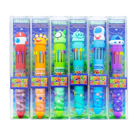 Bazic Products Space Monster Series 10-Color Pen, Assorted Designs, 6PK 17001