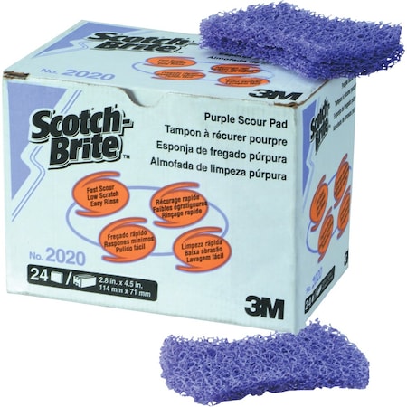 3M Scotch-Brite 2020 Scouring Scrubbing Pad, Purple, 24PK 7100080174