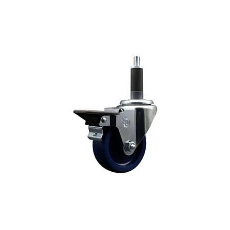 Service Caster 3.5'' Solid Poly Swivel 1'' Expanding Stem Caster with Brake SCC-EX20S3514-SPUS-PLB-1