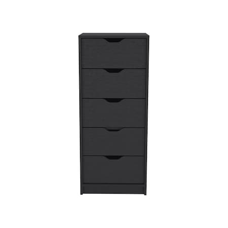 Homeroots 18" Black Five Drawer Standard Chest 524962