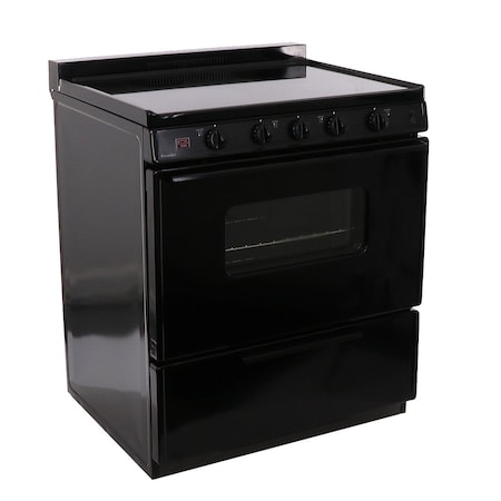 Premier Electric Range, 30 inW x 37.5 inH x 26 inD, 3.91 cu. ft. Oven, Smooth Glass Top Stove, Black 805716