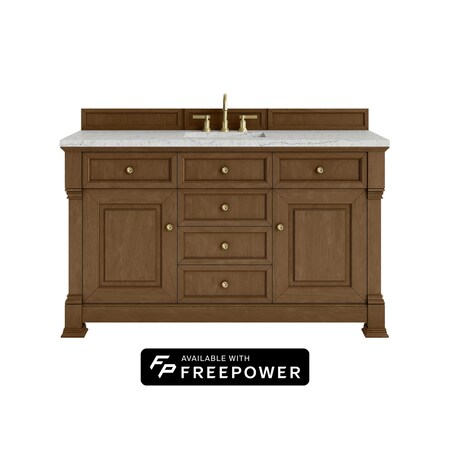 James Martin Vanities Brookfield 60 in. Single Vanity, Honey Oak w/3 CM Eternal Jasmine Pearl Silestone Top 547-V60S-HNO-FEJP