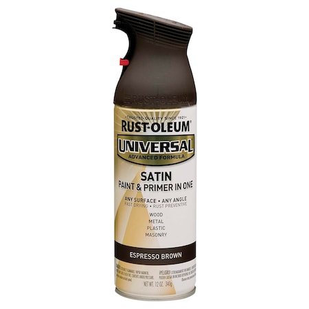 Rust-Oleum Spray Paint, Expresso Brown, Satin, Solvent, 12 oz 247570
