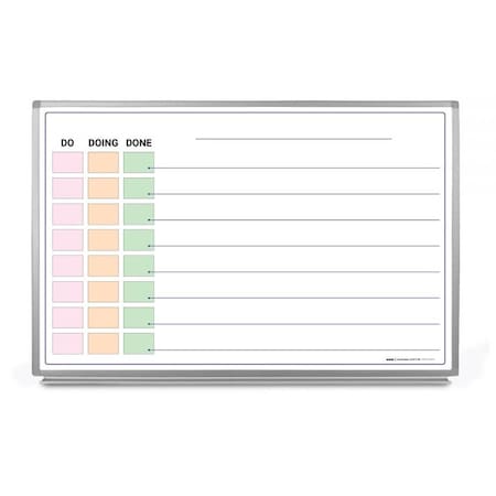 Creative Safety Supply Dry-Erase Magnetic Whiteboard - Do, Doing, Done List, 36in x 24in WB10181-36