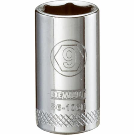 Stanley 0.25 in. Drive, 9 mm, 6-Point Polished Chrome Vanadium Steel Shallow Socket 227526