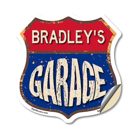 Signmission Bradley's Garage, 12 Inch X 12 Inch, Vinyl Decal SHI-D-12-383-BRADLEY