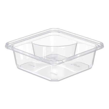 Dart TamperGuard Snack Boxes, 2-Compartment, 6.3 x 6.3 x 2.1, Clear, Plastic, 300PK SBTG2