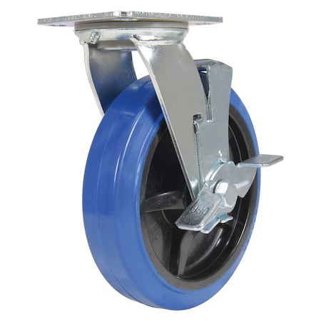 Vestil Elastic Rubber Swivel With Brake Caster 8 In. Diameter x 2 In. Width 770 lb Blue/Black CST-BB-8X2ER-SWB
