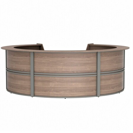 Linea Italia Reception Desk 11.1 ft D X 46 in H, 11.8 ft W X Thermofused Laminate, Walnut ZUI299