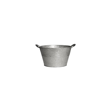 Robert Allen Tub Planter With Handles, Round, Galvanized Metal, 12-In. MPT01648