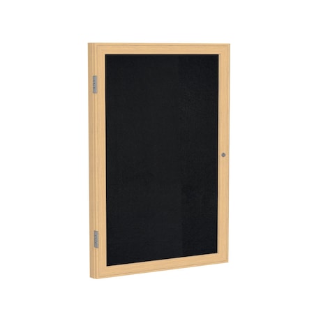 Ghent Enclosed Rubber Bulletin Board 36"x24", 1 Door PW13624TR-BK