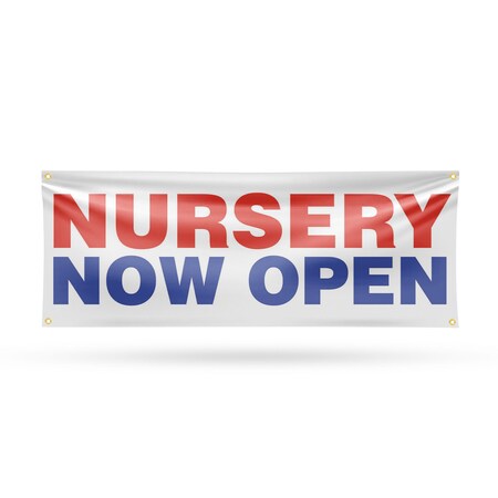 Signmission Nursery Now Open, 18 Inch x 48 Inch, Vinyl Banner B-30767