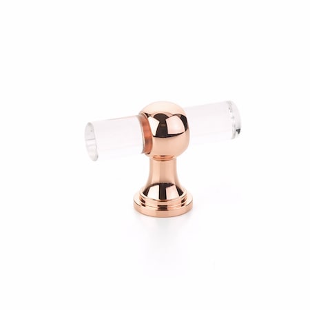 Schaub Lumiere Transitional Cabinet T Knob Acrylic Polished Rose Gold Finish 411-PRG