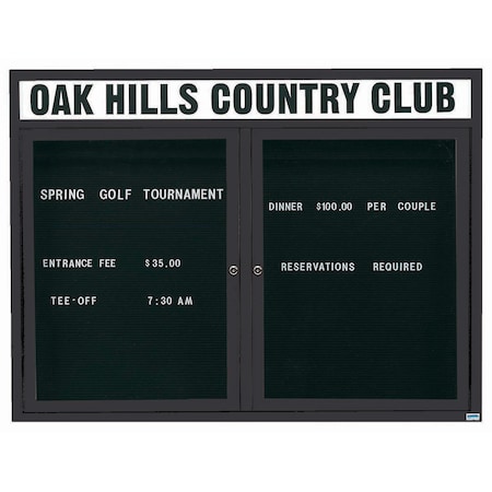 Aarco Outdoor Enclosed Directory w/ Al Frame Header, Powder Coated Black, 48''Hx60''W OADC4860HBK