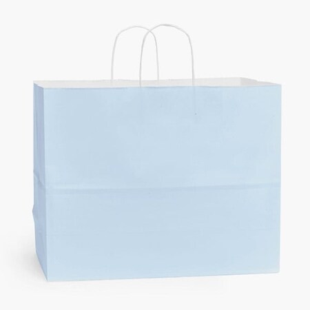 Nashville Wraps Light Blue White Kraft Shopping Bags, Vogue 16x6x12, 250PK LBBVW