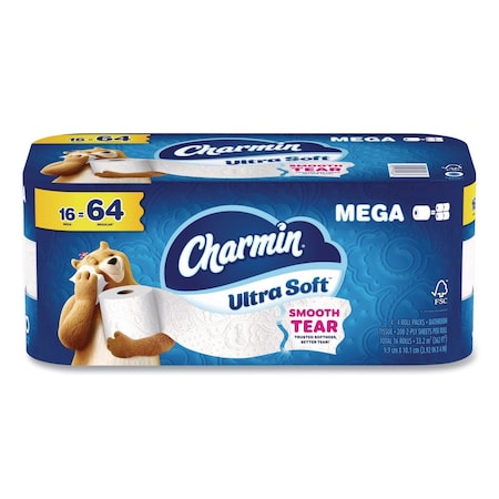 Charmin Ultra Soft Bathroom Tissue, Septic Safe, 2-Ply, White, 208 Sheets/Roll, 16PK 80835941