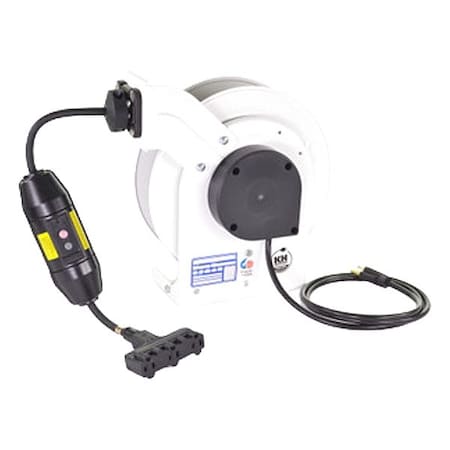 Kh Industries Industrial Cord Reel, 15 A, White, 25 ft RTAG3LW-WTT515-J12F