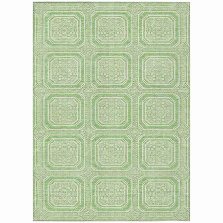Homeroots 8' X 10' Mint Green And Ivory Geometric Washable Indoor Outdoor Area Rug 610832