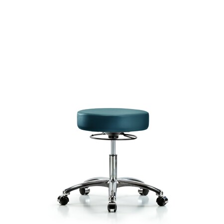 Blue Ridge Ergonomics Vinyl Stool, Chrome, Desk, Casters, Royal BR-VDHSO-CR-CC-8801
